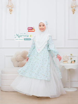 Gamis Marwa 2 New Motif Babyjab Jilbabkakak Mint Snow