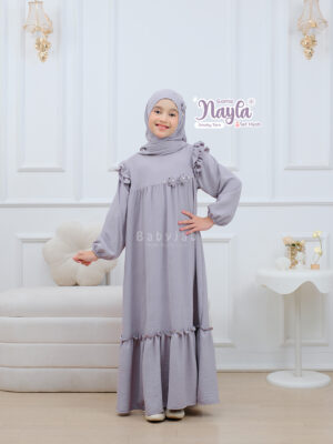 Gamis Anak Perempuan Anti Kusut Nayla Babyjab Warna Smoky Taro