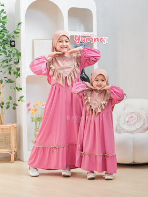 Gamis Set YUMNA anak perempuan syari bahan rayon premium warna pink koleksi Babyjab x Jilbabkakak
