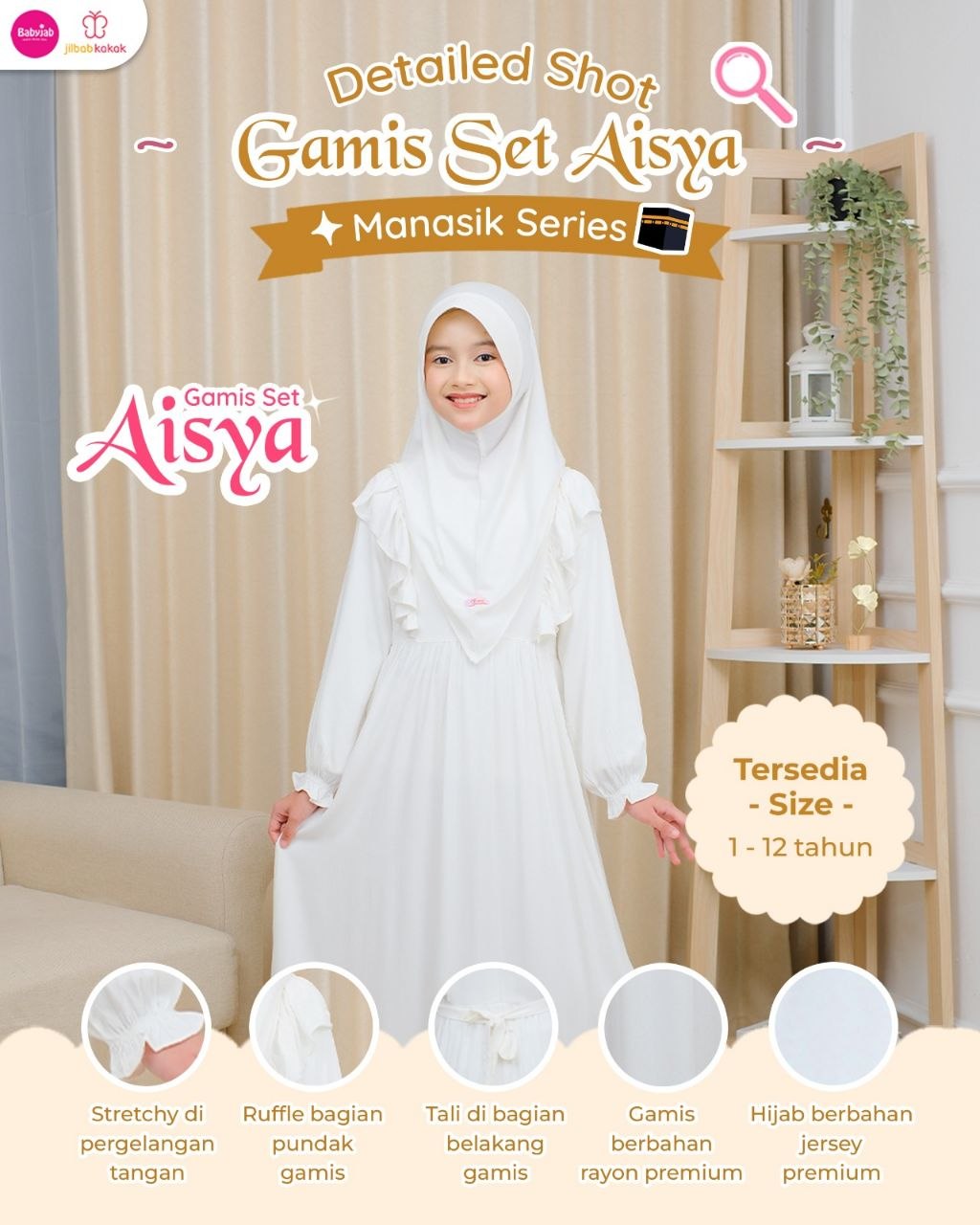 Gamis Fatima, Aisya & Yumna - Manasik Series - Gambar 6
